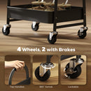 HOMCOM Rolling Utility Cart with Mesh Baskets for Kitchen Rustic Brown Black