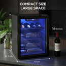 HOMCOM 16 Bottle Wine Cooler, 4-16°C Under Counter Drinks Beer Wine Fridge