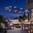 Outsunny Double Sided Garden Parasol With 48 Solar LED Lights 4.6m Dark Blue