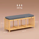 HOMCOM Shoe Rack With Seat, Bamboo Storage Bench, Natural Wood Finish