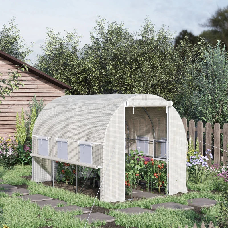 Outsunny Greenhouse Polytunnel 3x2x2m - White