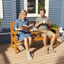 Outsunny Outdoor Bench with Liftable Middle Table, 153cm Wood Garden Bench