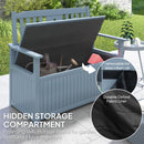 Outsunny 2 Seater Wood Garden Storage Bench Outdoor Storage Box Grey