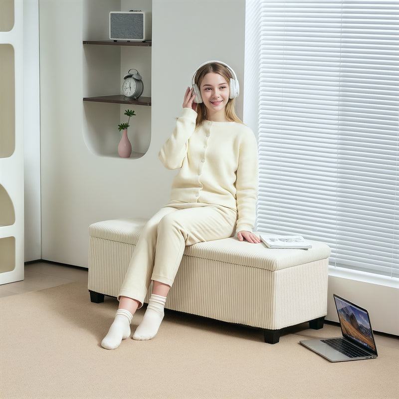 HOMCOM Storage Ottoman with Lid, 112cm Bench Chest Box