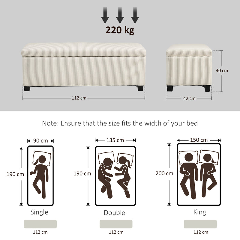 HOMCOM Storage Ottoman with Lid, 112cm Bench Chest Box