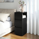 HOMCOM Slim Bedside Table, Bedside Cabinet with Open Shelf and 2 Drawers