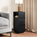 HOMCOM Slim Bedside Table, Bedside Cabinet with Open Shelf and 2 Drawers