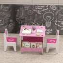 AIYAPLAY 3 Pieces Kids Table and Chair Set with Bookshelves, Pink