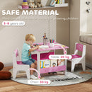 AIYAPLAY 3 Pieces Kids Table and Chair Set with Bookshelves, Pink