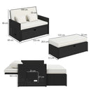 Outsunny Garden Rattan Furniture Set 2 Seater Patio Sun Lounger Daybed Cream