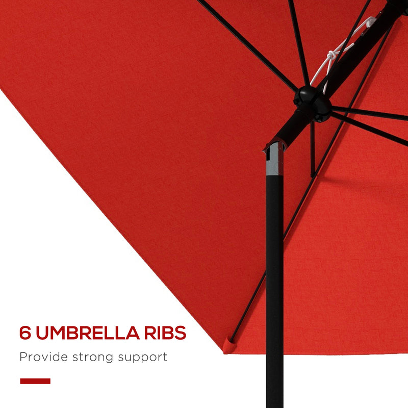 Outsunny 2 X 3(m) Garden Parasol Rectangular Market Umbrella W/ Wine Red