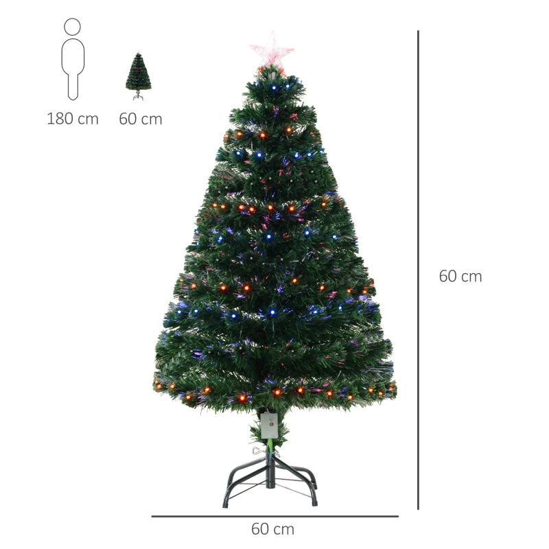 Christmas Time 4ft 120cm Green Fibre Optic Artificial Christmas Tree-Multi colour LED Lights