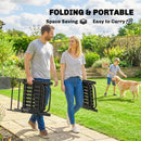Outsunny Folding Garden Chairs Set of 4 with Plastic Seat and Back, Black