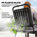 Outsunny Folding Garden Chairs Set of 4 with Plastic Seat and Back, Black