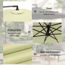 Outsunny 3(m) Banana Parasol Cantilever Umbrella Garden W/ Base Weights