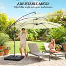 Outsunny 3(m) Banana Parasol Cantilever Umbrella Garden W/ Base Weights