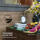 Outsunny Outdoor Coffee Table With Glass Top, Rattan Side Table