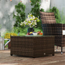Outsunny Outdoor Coffee Table With Glass Top, Rattan Side Table