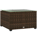 Outsunny Outdoor Coffee Table With Glass Top, Rattan Side Table