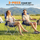 Outsunny Camping Chair Set of 2 Portable Folding Dark Blue