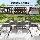Outsunny 9 Piece Cast Aluminium Garden Dining Set With Cushions, Bronze Tone