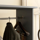 HOMCOM Mobile Double Open Wardrobe W/ Clothes Hanging Rail Clothing Grey