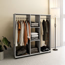 HOMCOM Mobile Double Open Wardrobe W/ Clothes Hanging Rail Clothing Grey