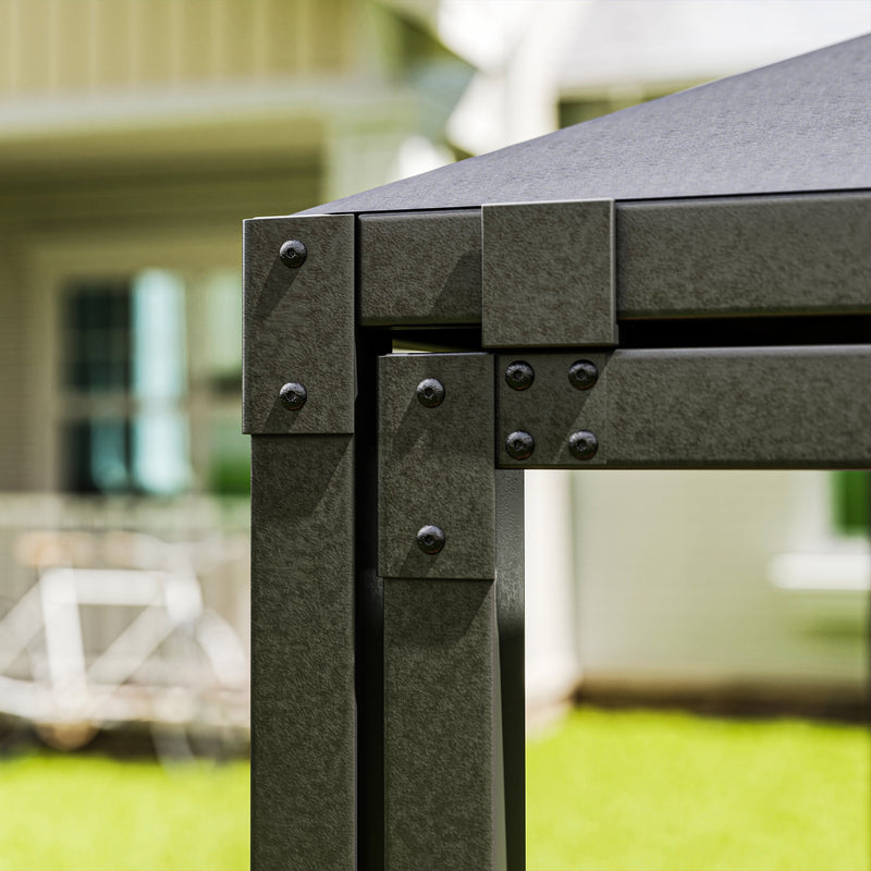 Outsunny 3 x 3(m) Garden Gazebo Canopy with Extendable Awning and Wheels