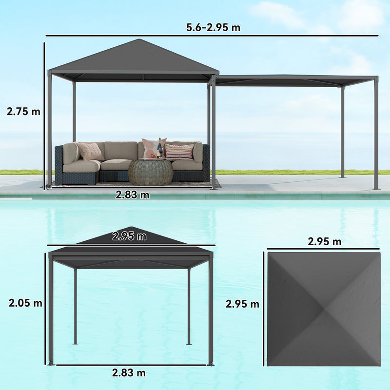Outsunny 3 x 3(m) Garden Gazebo Canopy with Extendable Awning and Wheels