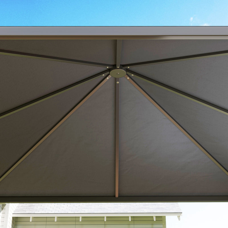 Outsunny 3 x 3(m) Garden Gazebo Canopy with Extendable Awning and Wheels