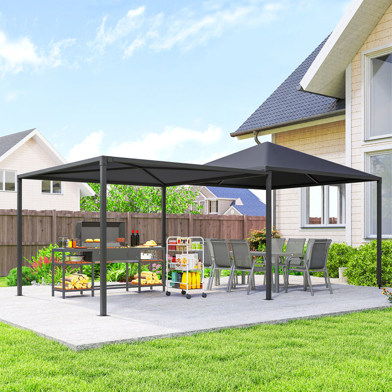 Outsunny 3 x 3(m) Garden Gazebo Canopy with Extendable Awning and Wheels