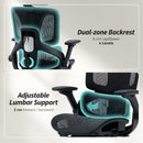 HOMCOM Ergonomic Office Chair, Mesh Desk Chair With Lumbar Support, Footrest