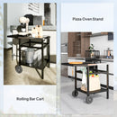 Outsunny BBQ Trolley with Foldable Side Table, Movable Pizza Table, Black