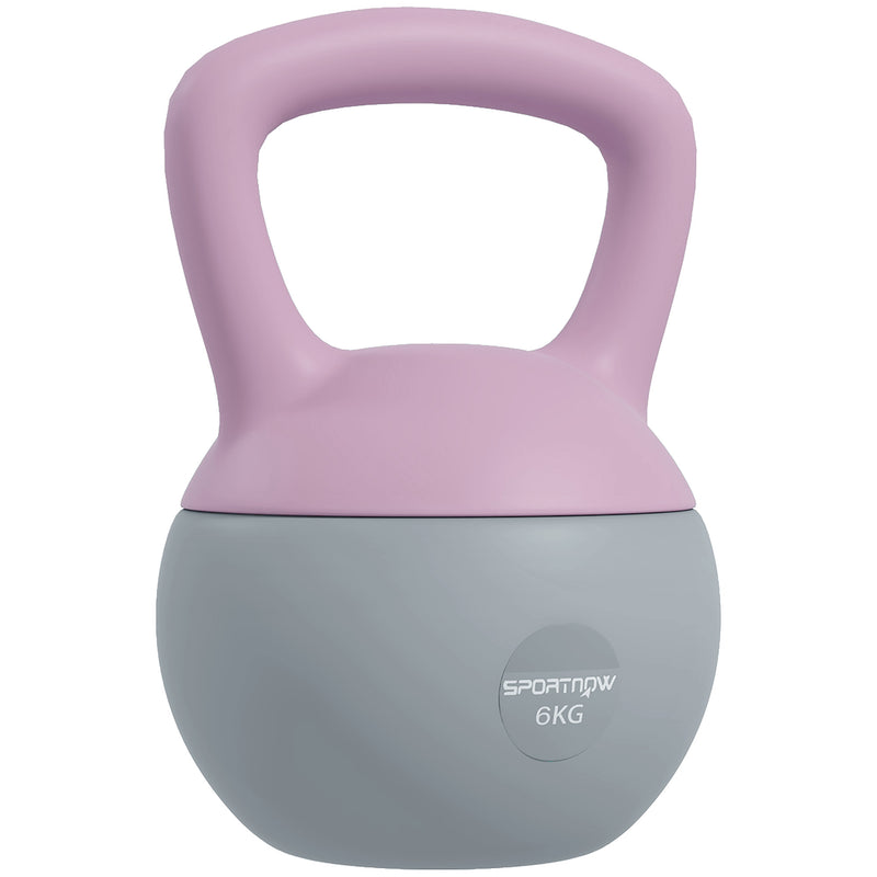 SPORTNOW Kettlebell w/ Soft Body and Non-Slip Handle, Purple and Grey