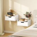 HOMCOM Floating Nightstands Set of 2, Nightstand with Drawer, White
