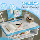 HOMCOM Kids Desk and Chair Set w/ Drawer, Book Stand, Pen Slot, Blue