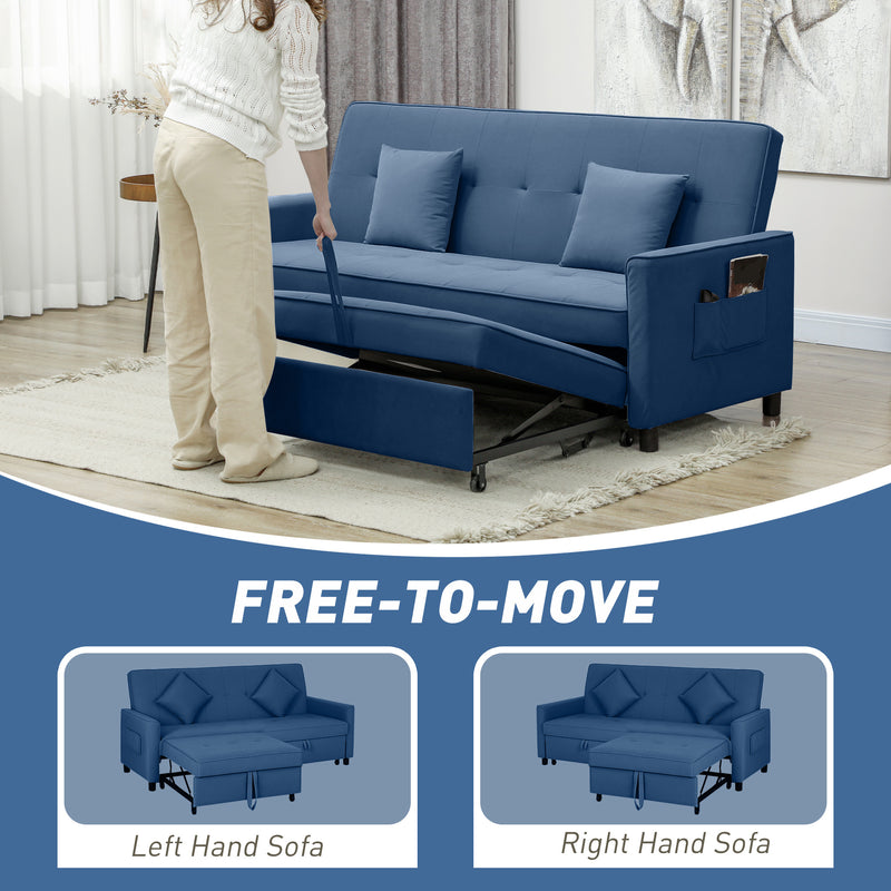 HOMCOM Reversible L-Shaped Sectional Sofa Bed with Cushions, Blue