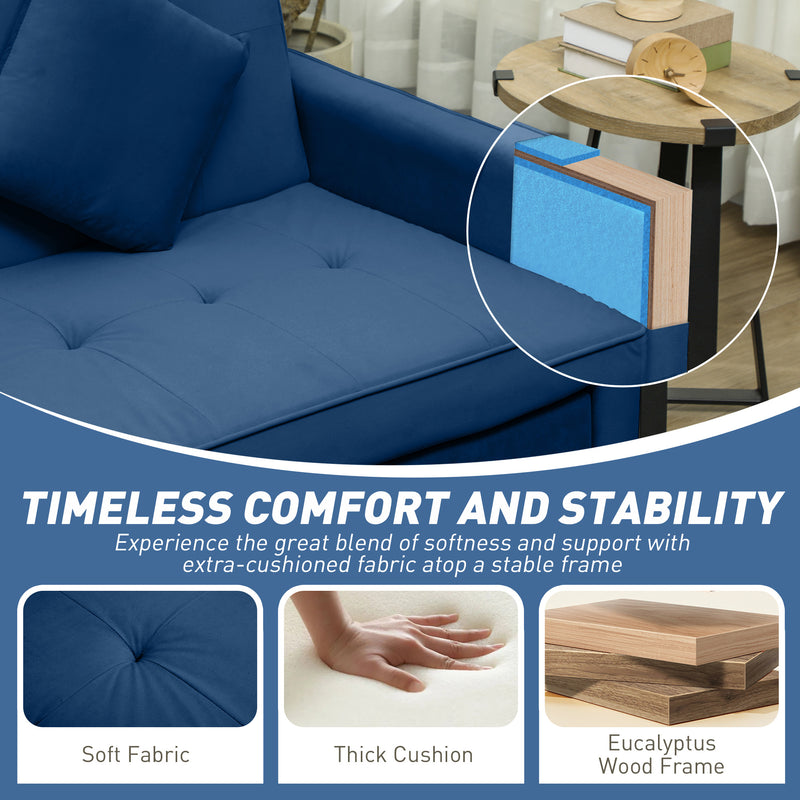 HOMCOM Reversible L-Shaped Sectional Sofa Bed with Cushions, Blue