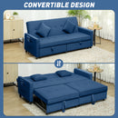 HOMCOM Reversible L-Shaped Sectional Sofa Bed With Cushions, Blue
