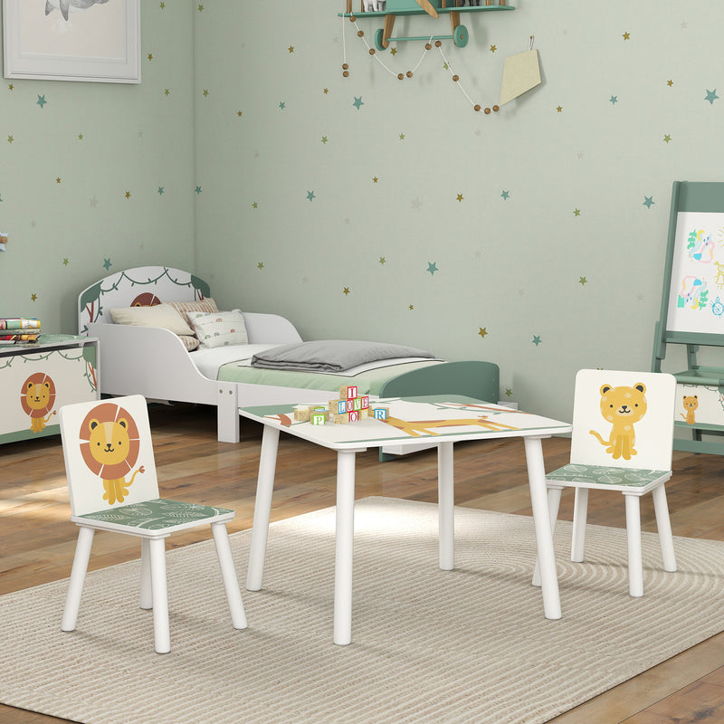 AIYAPLAY 3-Piece Kids Table With 2 Chairs Set For Bedroom Nursery