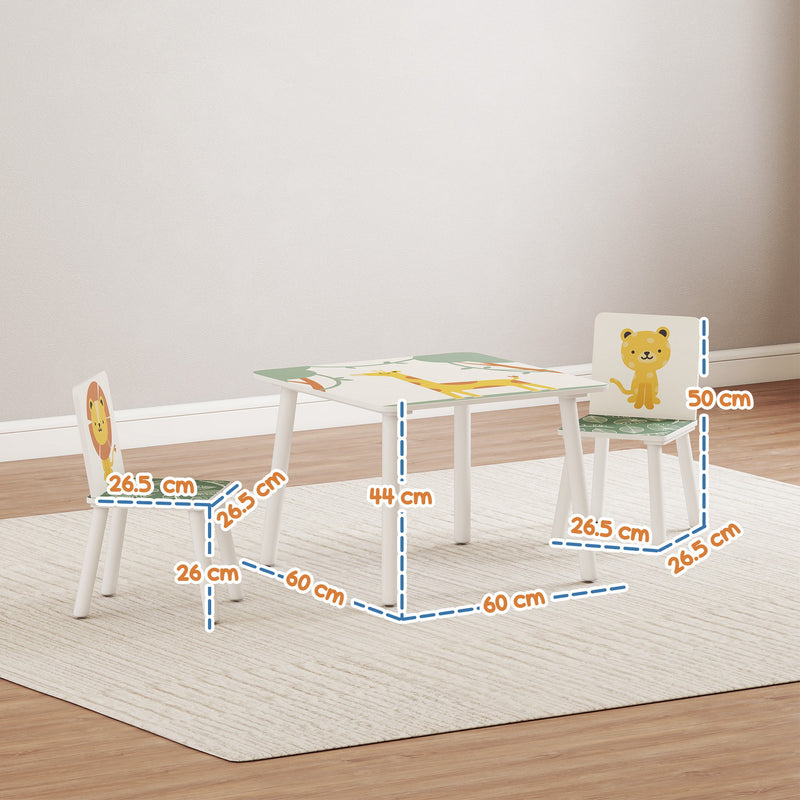 AIYAPLAY 3-Piece Kids Table With 2 Chairs Set For Bedroom Nursery