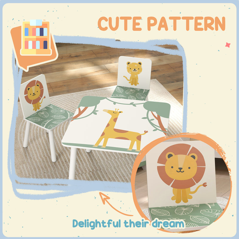 AIYAPLAY 3-Piece Kids Table With 2 Chairs Set For Bedroom Nursery