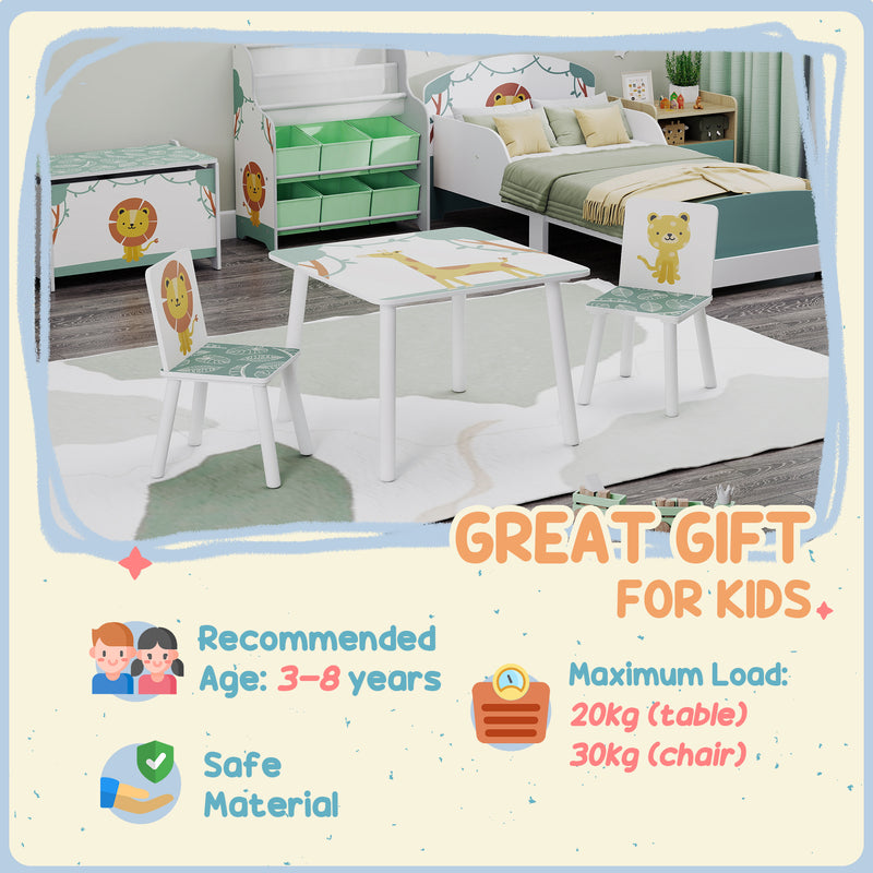AIYAPLAY 3-Piece Kids Table With 2 Chairs Set For Bedroom Nursery