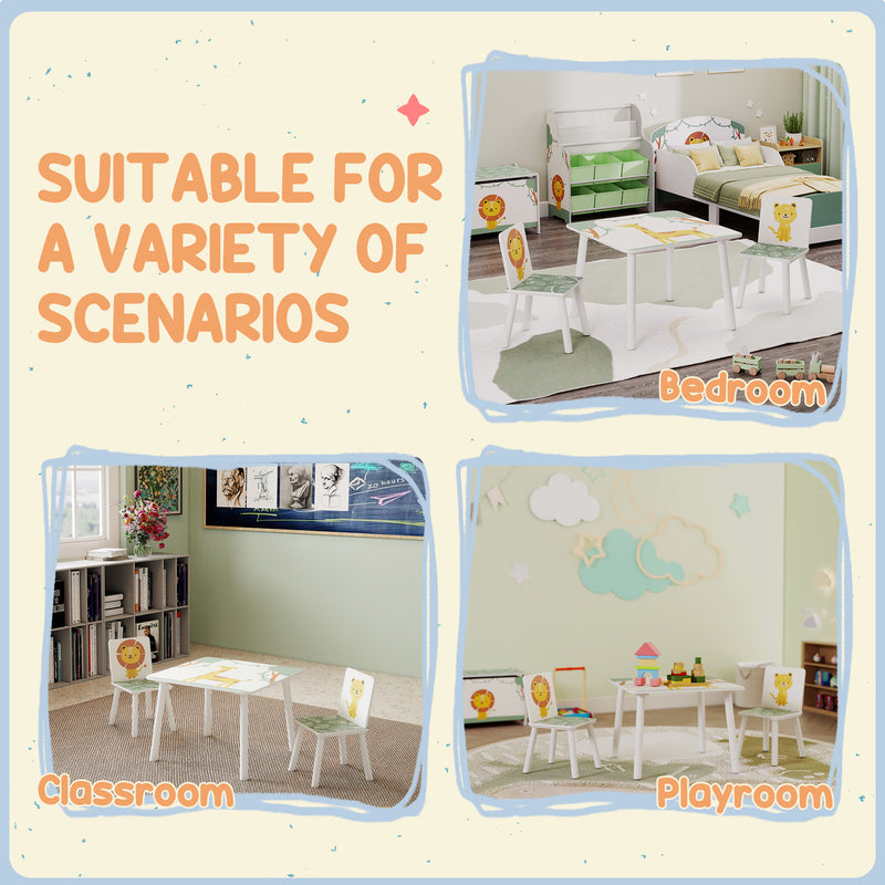 AIYAPLAY 3-Piece Kids Table With 2 Chairs Set For Bedroom Nursery