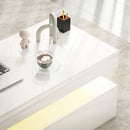 HOMCOM LED Coffee Table With Storage, High Gloss Living Room Table, White