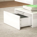 HOMCOM LED Coffee Table With Storage, High Gloss Living Room Table, White