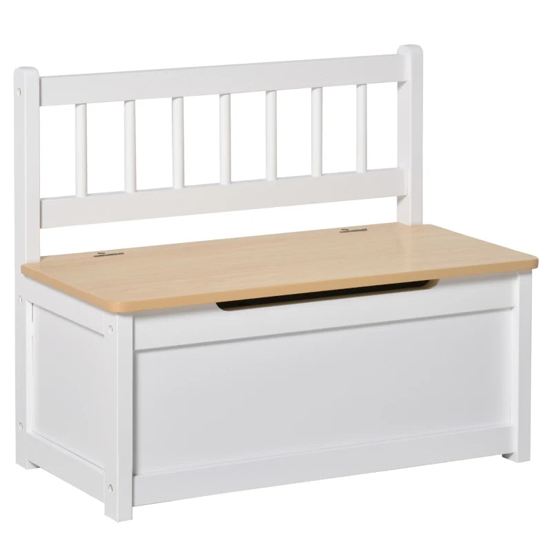 HOMCOM 2 In 1 Wooden Toy Box, Seat Storage Bench - White