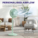 HOMCOM 40 Cm Standing Pedestal Fan, Quiet Electric Cooling Floor Fan, Green