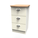Westminster Ready Assembled 3 Drawer Bedside Cabinet in Cream Ash & Riviera Oak