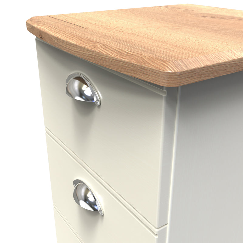 Westminster Ready Assembled 3 Drawer Bedside Cabinet in Cream Ash & Riviera Oak